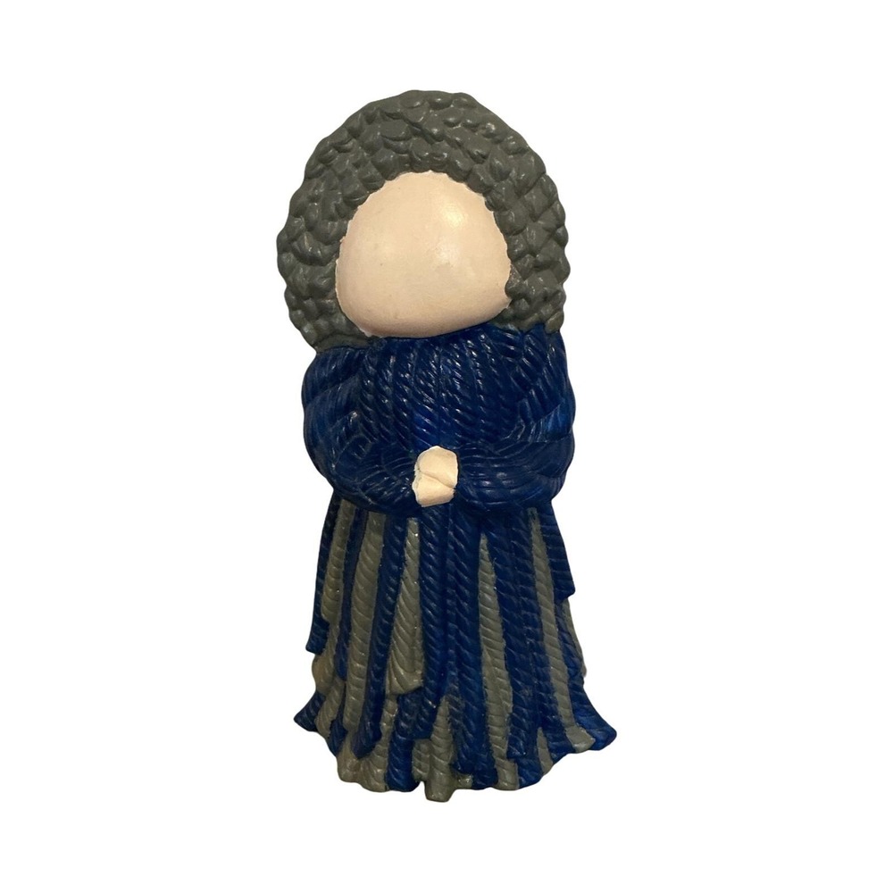 Vintage Ceramic Faceless Woman Figurine Blue Gray Textured Rope Design 10 Inch